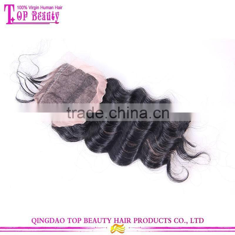 High quality 4X4" virgin brazilian hair cheap stock silk base lace closure free parting cheap silk base closure