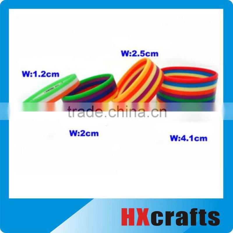 Beautiful design cheap silicon rainbow wristbands free sample