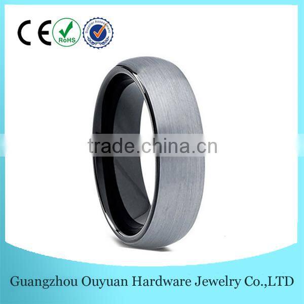 6MM New Dome Blue Tungsten Carbide Ring for Men Women, Brushed Two Tone Tungsten Carbide Ring