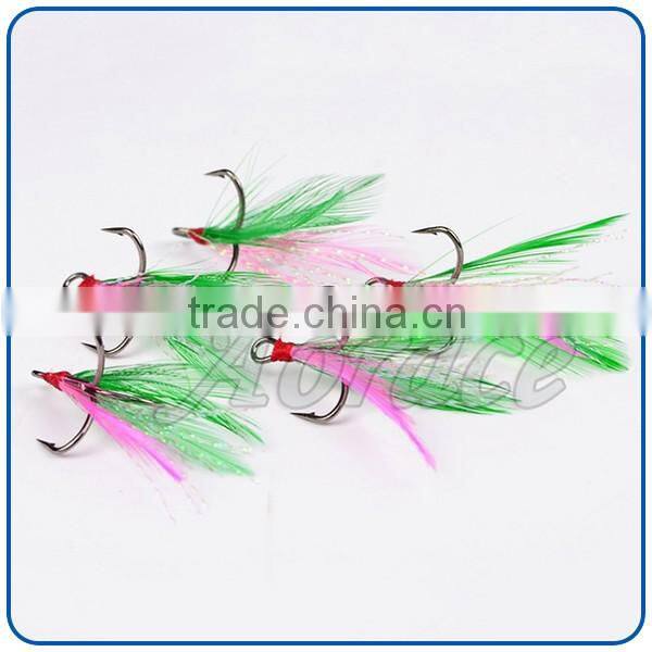 Different specifications outdoor colorful feather fishing hooks stainless steel