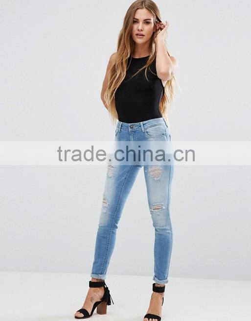 Ultimate Skinny ladies jeans pants Destroyed Jeans