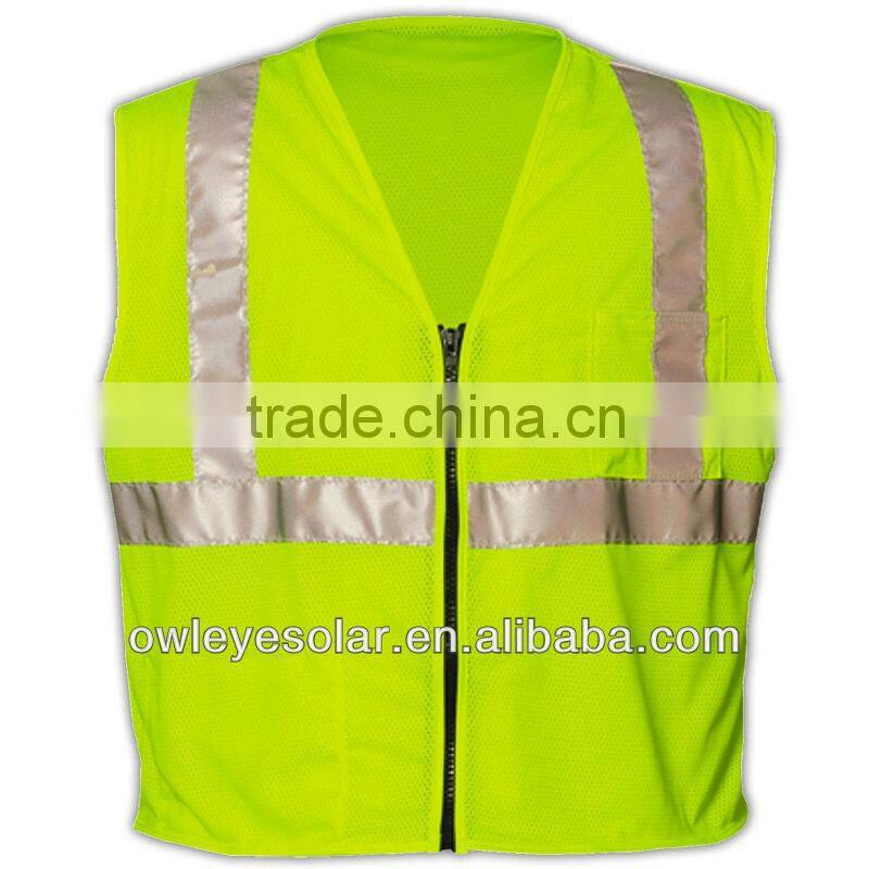 fluorescent lime green class II mesh safety vest lime with zipper front and pockets