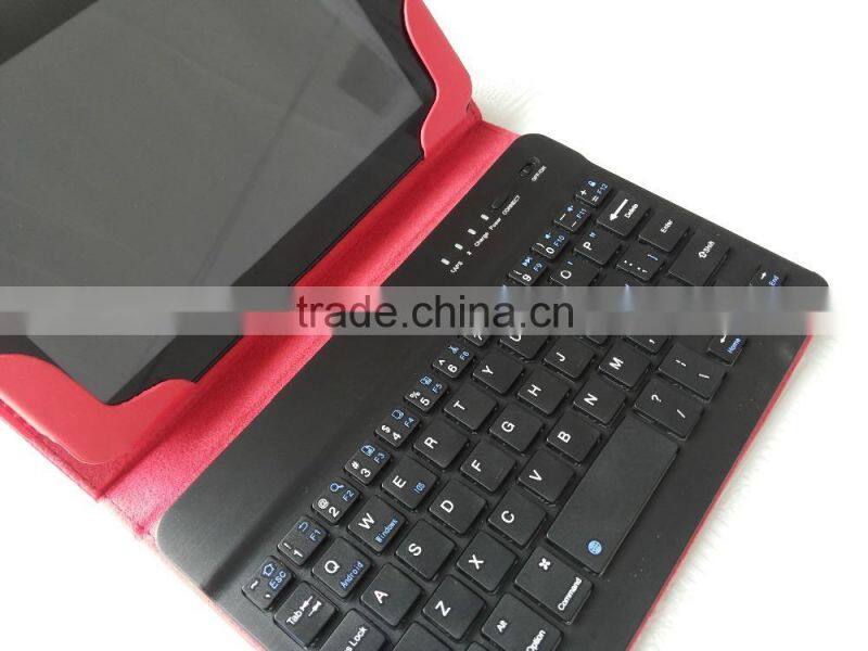 Hot sale Red buletooth keyboard case, stand flip cover tablet leather case