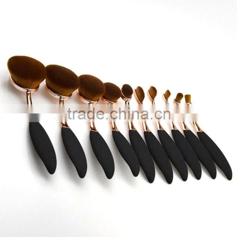 plastic electroplating handle material Smudge Brush,Angular Blush,Flat brush style oval gold makeup brushes