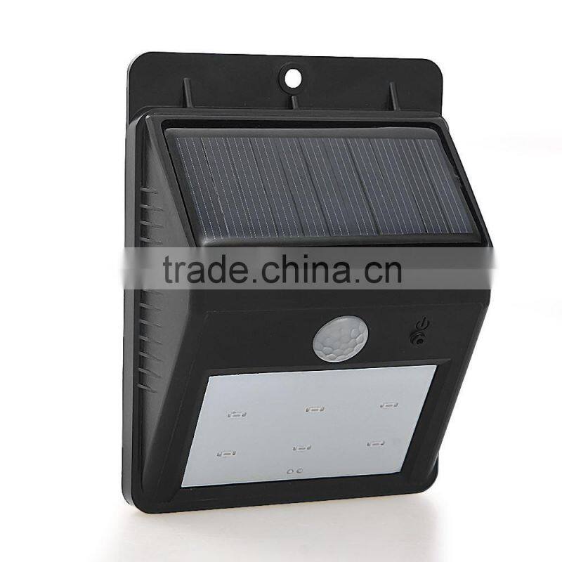 6 LED Solar Power PIR Motion Sensor Wall Light Outdoor Waterproof Garden Lamp