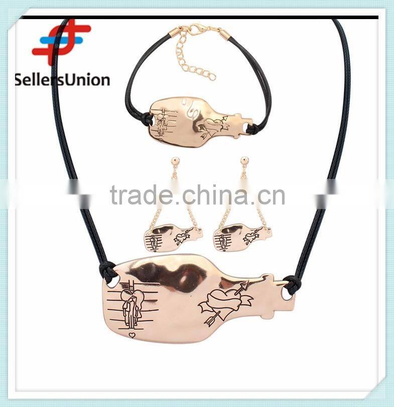 No.1 yiwu & ningbo exporting commission agent wanted leather chain new design necklace and bracelet set with earrings