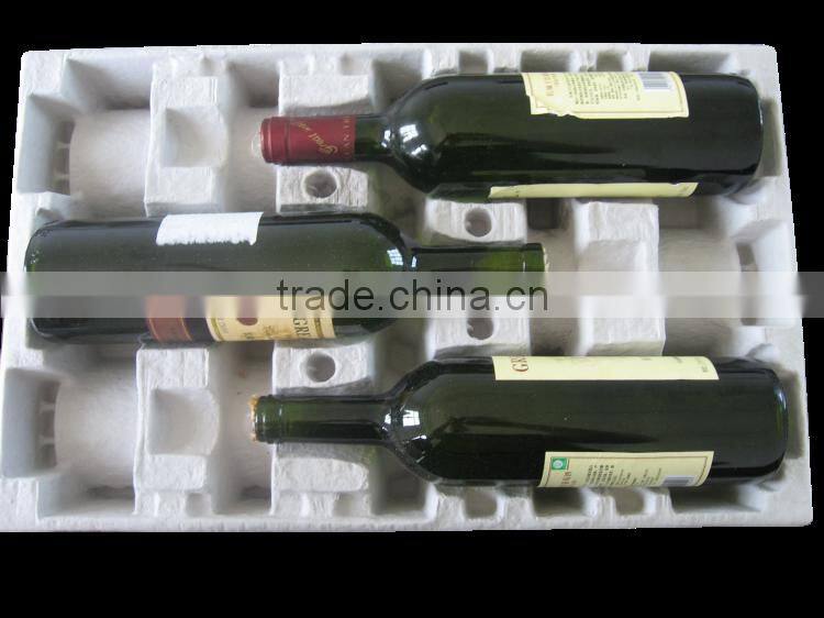 Biodegradable paper pulp wine packaging tray and box
