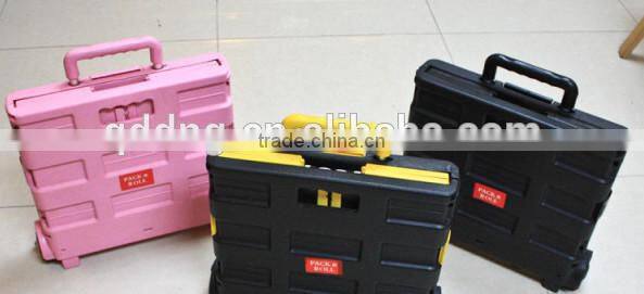 plastic collapsible rolling cart Foldaway plastic cart 38*33*36 cm