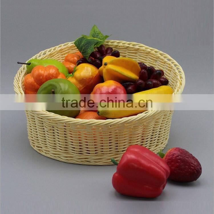 Multi sizes home or supermarket display using fruit basket eco-friendly plastic rattan woven food basket