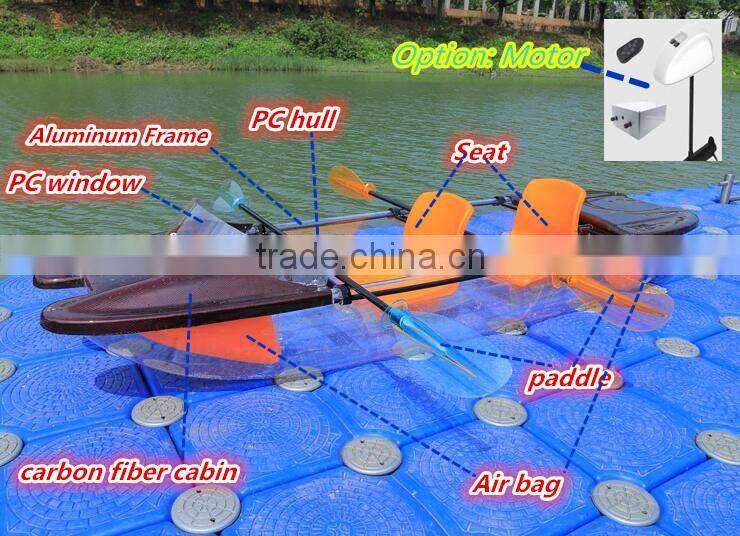 plastic crystal clear bottom boat polycarbonate dinghy transparent kayak