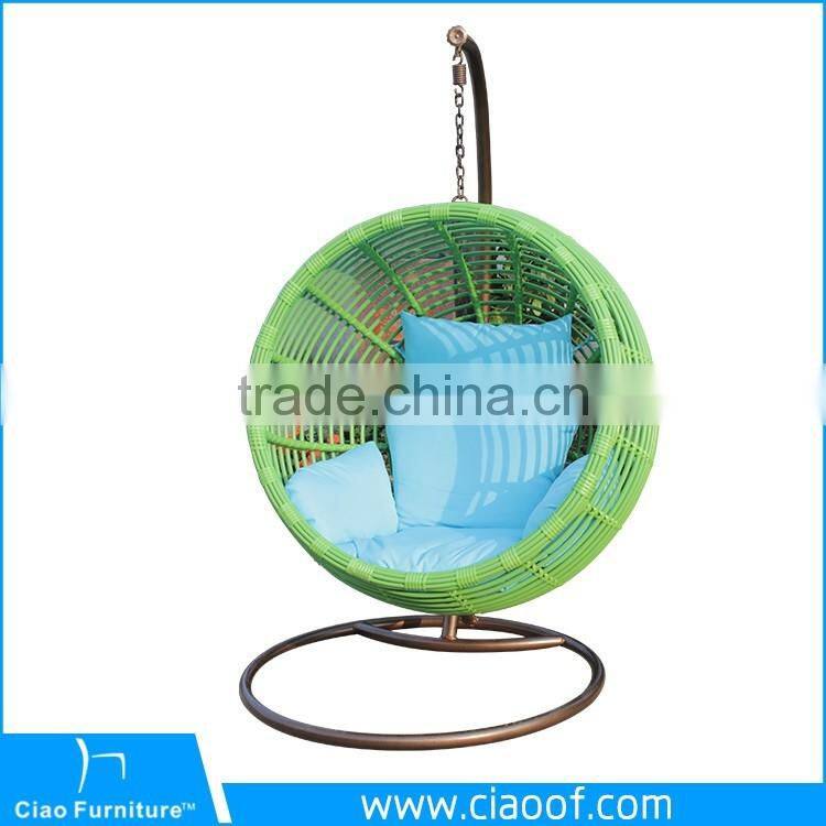 Elegant Stylish Rattan Wicker Indoor Cane Swing Chair With Stand For Adults