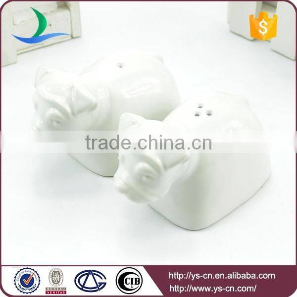 YSpp0010 Lovely dog white ceramic salt and pepper shaker for gifts
