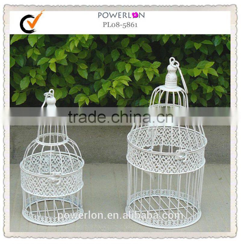 Decorative Vintage Style Bird Cage Square Cream Metal For Wedding