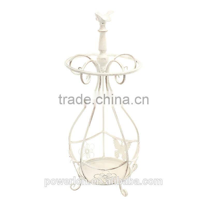 POWERLON wrought iron umbrella holder vintage outdoor furniture antique white