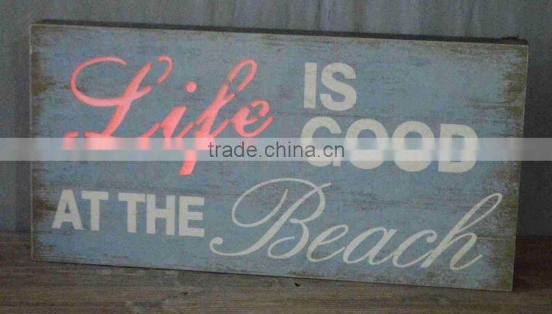 Antique decorative wooden LED wall plaque