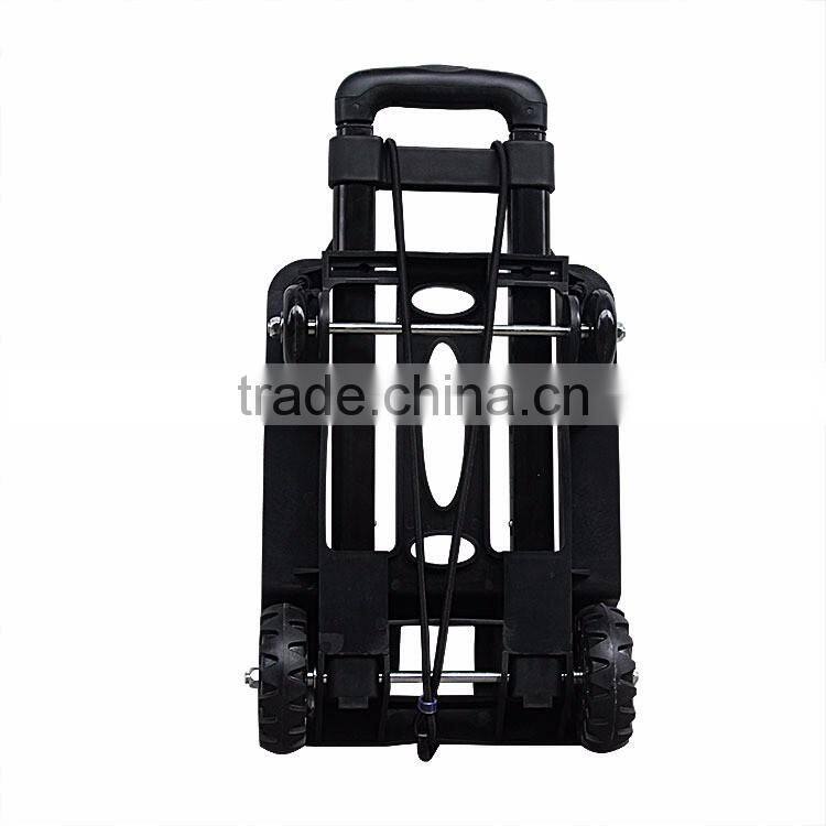Mini Folding Shopping Cart with 2 Wheels/Lightweight Black Iron Alloy Folding Luggage Cart/ Portable Hand Trolley