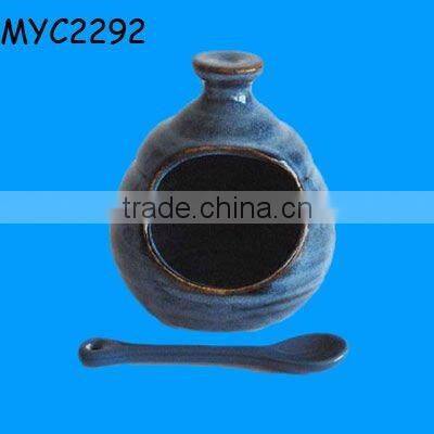 Glazed pottery salt container