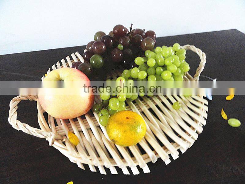 Willow Wicker Shallow Tray Basket with holder