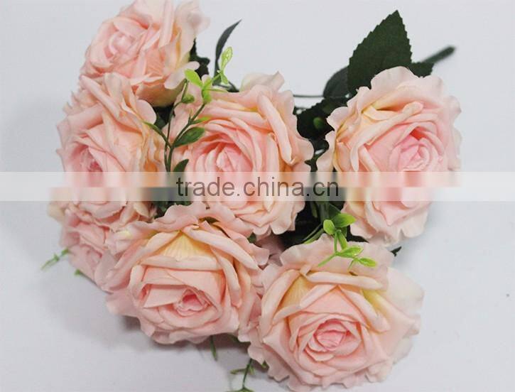 hot sale 9 heads artificial silk flowers,fake rose flowers