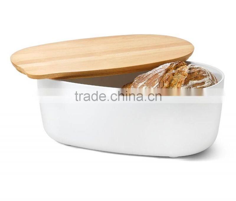 Bread storage container with wooden lid/food container with wooden lid