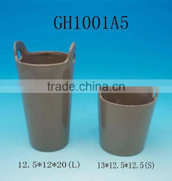 Brown glazed Ceramic garden planter