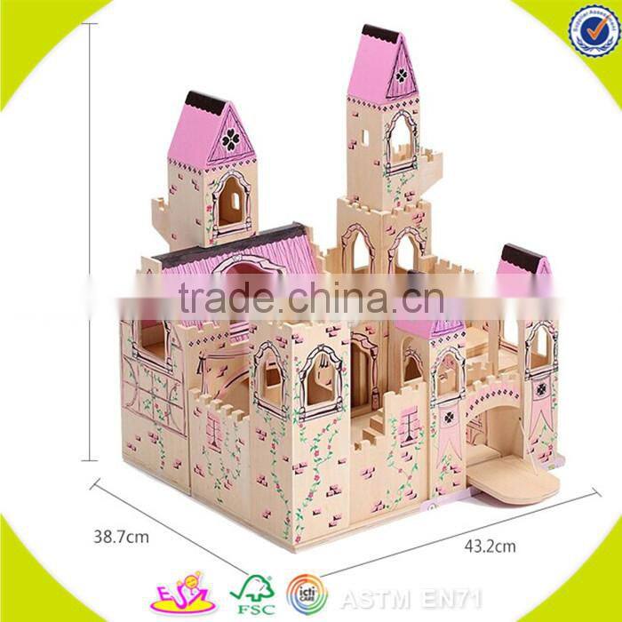 wholesale beautiful wooden dollhouse sets toy lovely baby wooden dollhouse toy popular wooden dollhouse toy W06A042