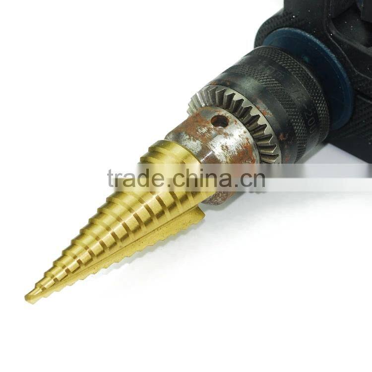 Striaght flute Tin coated 4-20mm HSS6542 step drill set