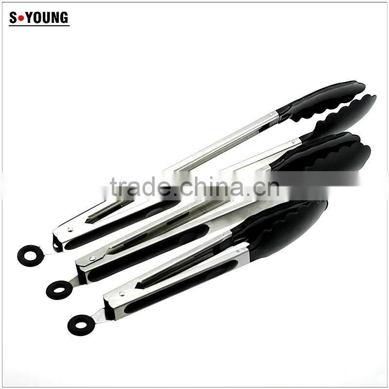 14013 Food Grade Kitchen and Barbecue Grill Tongs Silicone Locking Serving Food Tong