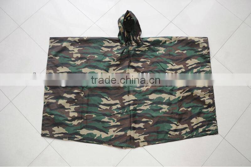 Military Polyester PVC Coated or Nylon Camouflage Coated Waterproof Poncho; Army PVC Square Poncho