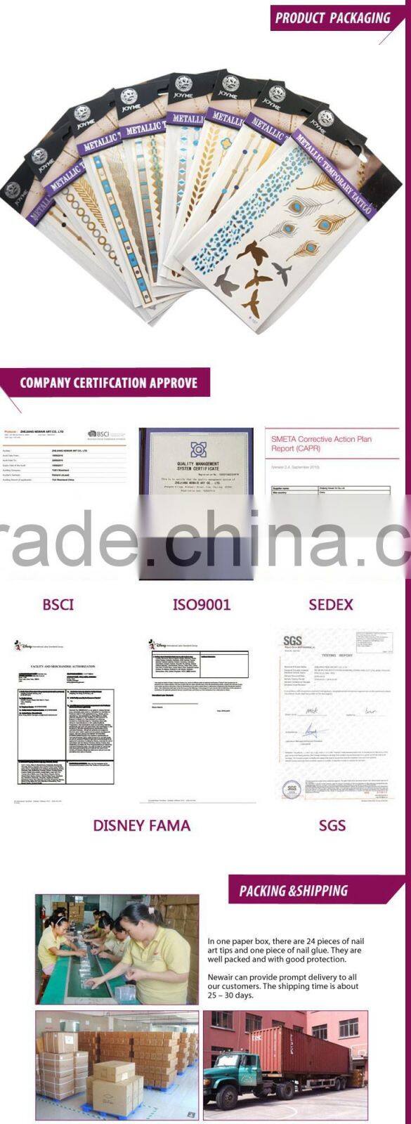 Waterproof Gold Tattoo Metallic Temporary Tattoo Stickers Temporary Body Art Tatoo