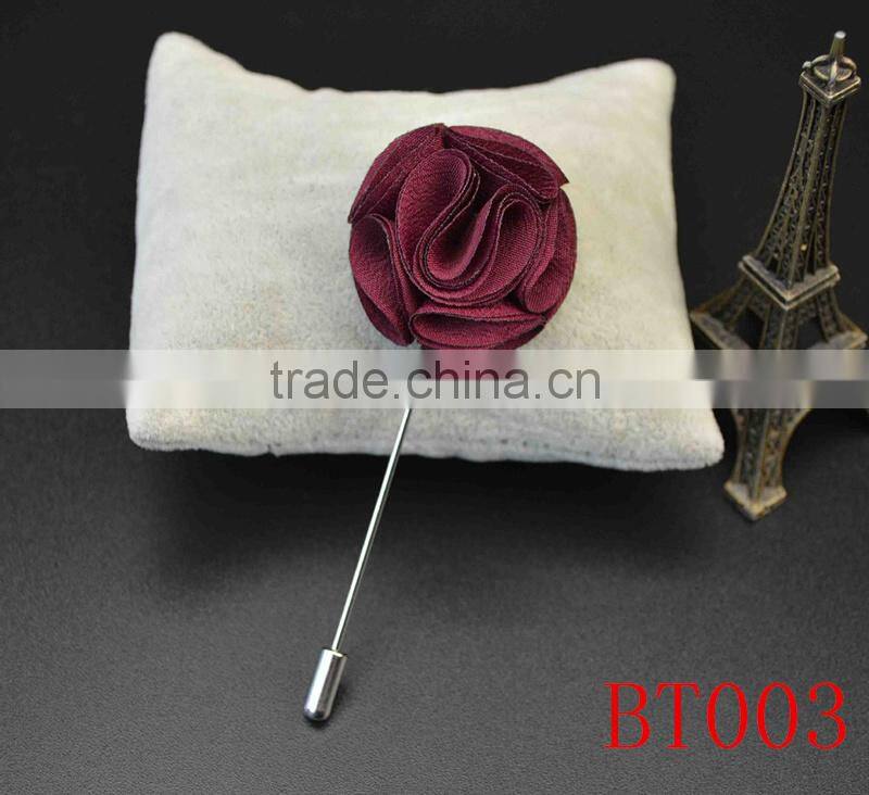 Manfacuter stock various colors men custom fabric flower pins for dressing