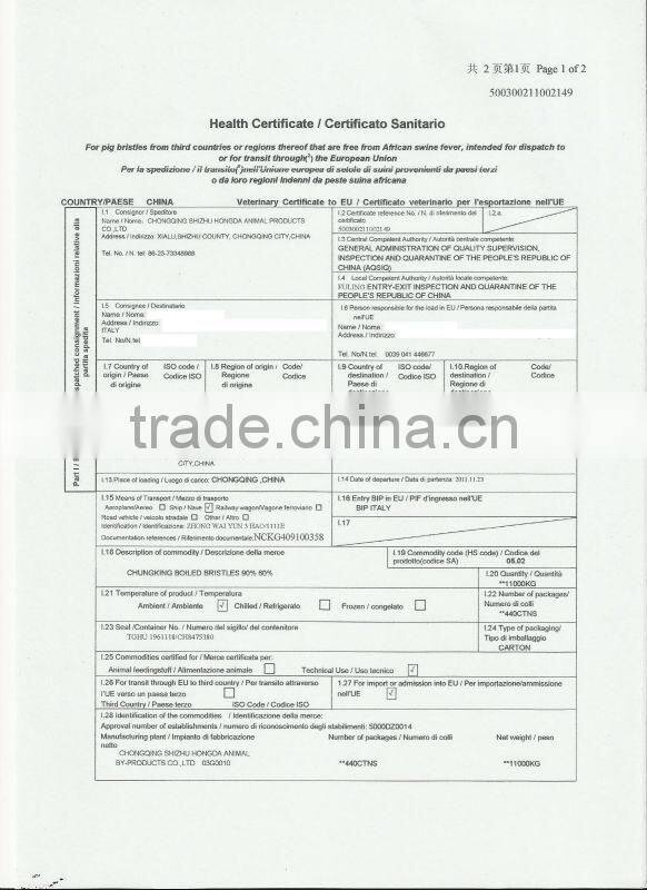 Bleached White Pig Hair Bristles for artist brush Bristle Making