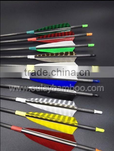 New Bamboo Pattern Pure Carbon Fletched Arrows With Tapered Points