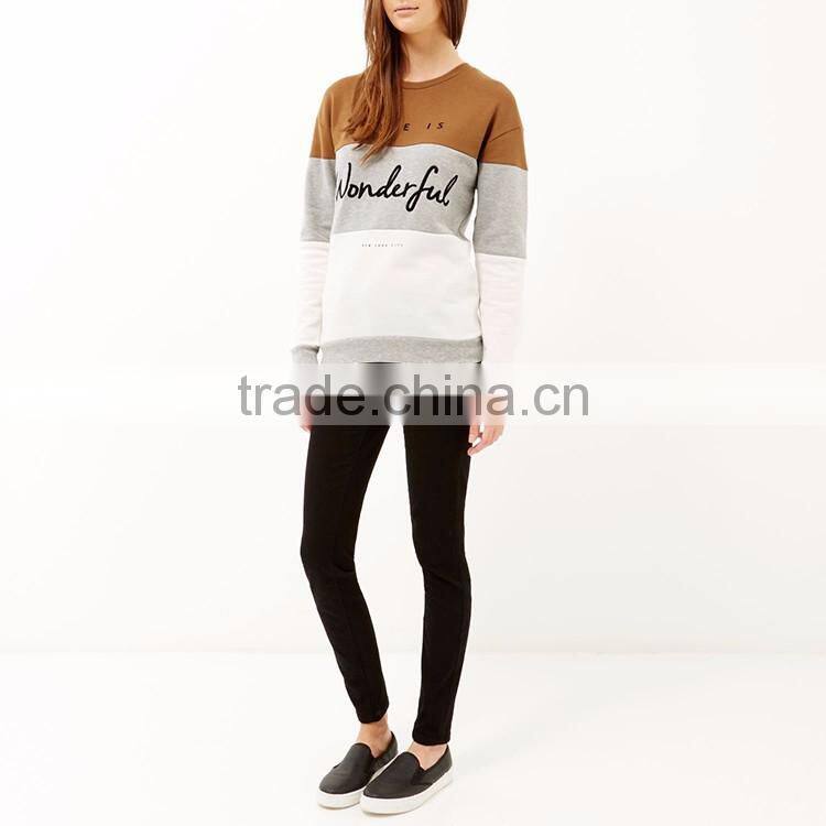 2017 pullover basic fashion wholesale factory crewneck no hood sweatshirt hoodie women with custom embroidered patches