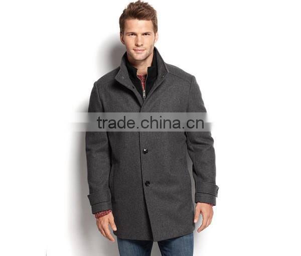 Wool-Blend Knit-Bib Car Coat