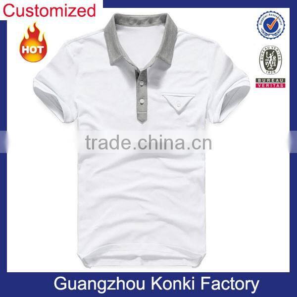 splicing fabric 100% double pique cotton custom polo shirt