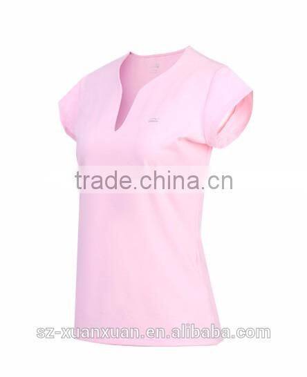 Wholesale candy color shirt body tight v-neck sportsware T-shirt for women