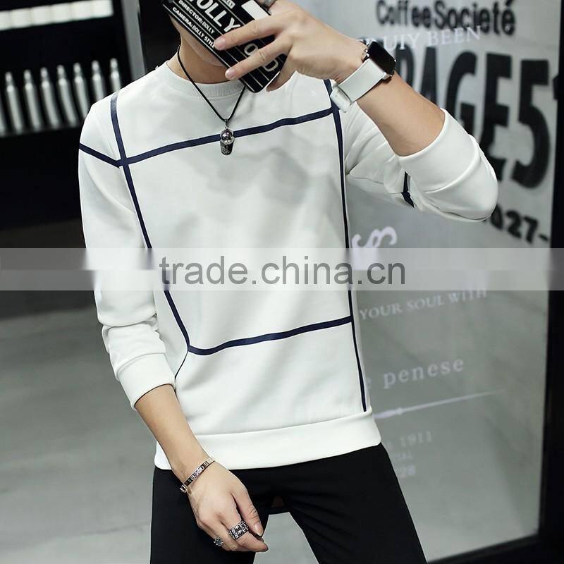 M314 Latest Wholesale Custom Boy Grid Lines Sweater For Men