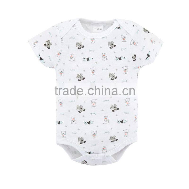 Promotional Factory Baby Clothes Summer 100%Cotton Short Sleeves with Prints Newborn Infant Baby Bodysuits Rompers
