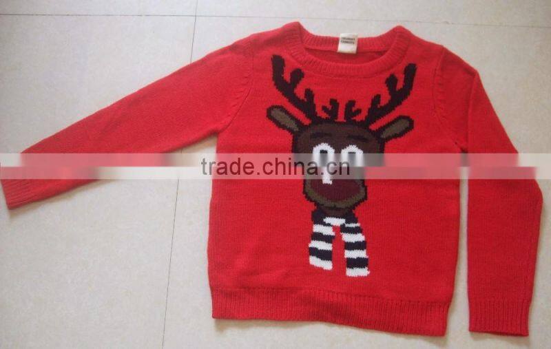 High Quality New Design Pullover Reindeer Christmas kids Knitwear 2017 (BKN5315)