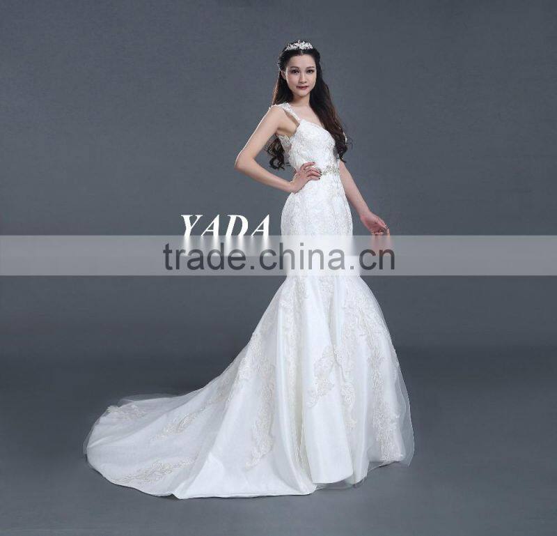 White color sleeveless high quality fashion dress for wedding