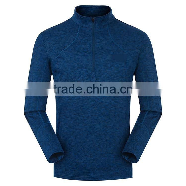 Wholesale Polyester Dri-Fit Breathable Half-Zip Men Running Shirts with Long Sleeves