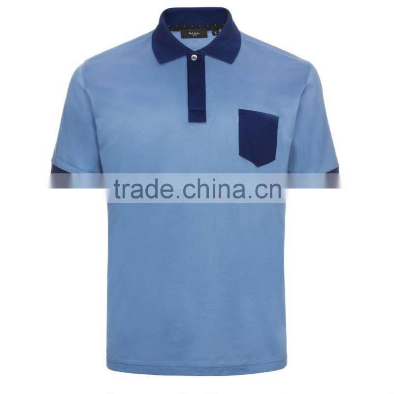 promotional high quality 100% cotton blank short sleeve pure color polo shirts with pockets
