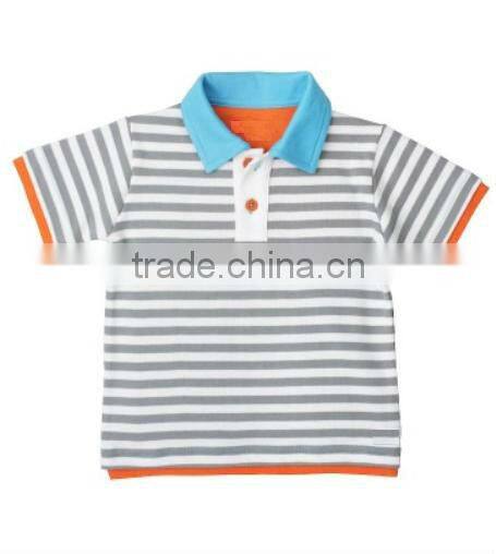 BOYS STRIPED POLO T SHIRT WITH CONTRAST COLLAR