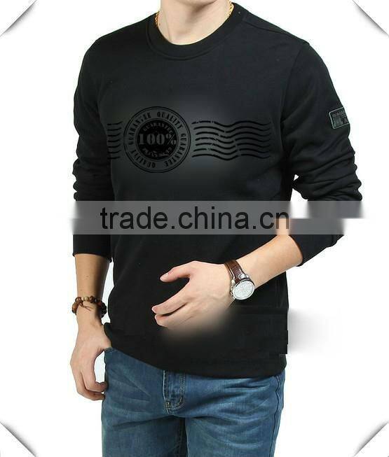 Mens cotton long sleeve flocking roundneck tshirts 201314