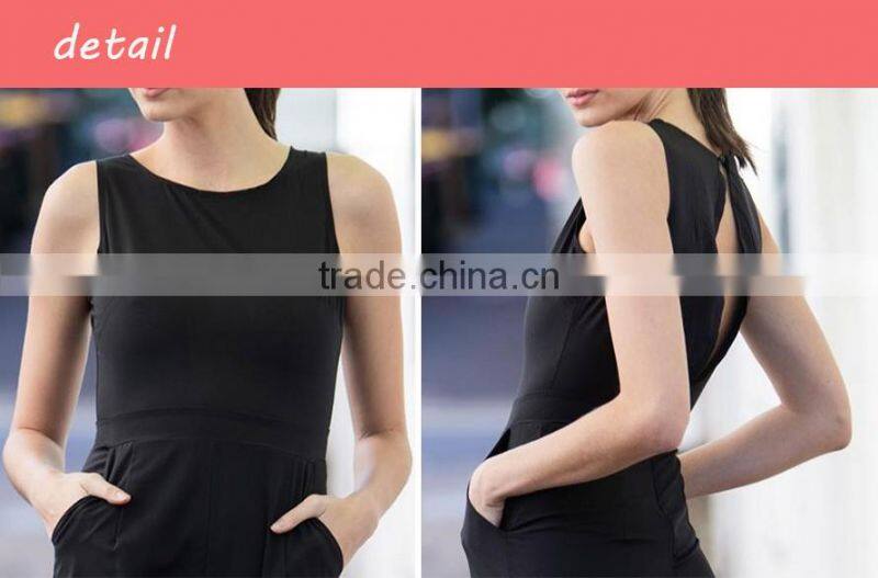 2017 O-neck halter sleeveless backless solid slim tight Jumpsuit