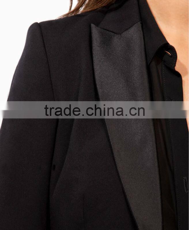 Women's Longline Satin Lapel Blazer