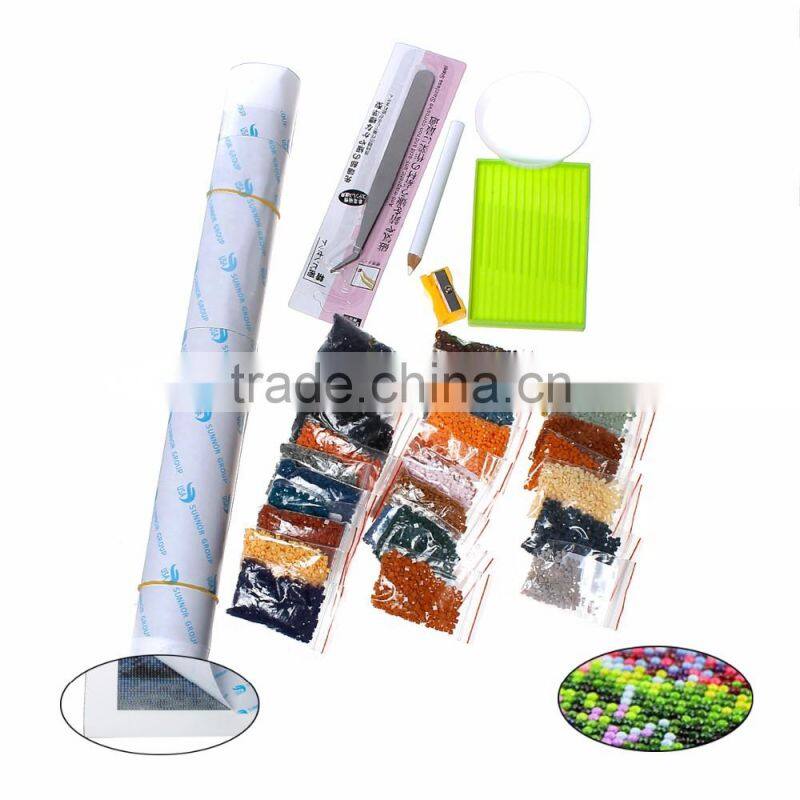 Multicolor Lion Pattern Rhinestone Cotton Embroidery DIY Kit Diamond Painting