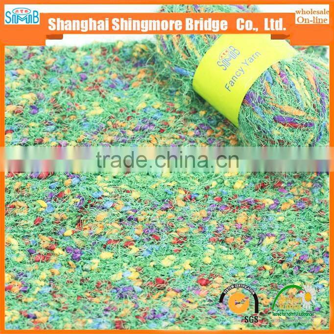 China fancy yarn exporter best wholesale oeko tex 100% spun dyed polyester feather yarn lantern knitting yarn for carpet