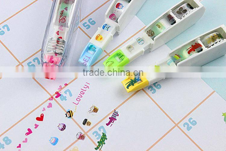 New developed push cartoon classicial colored pattern decoration correction tape and 3 reill